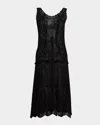 Norma Kamali Crochet Scoop-neck Tank Dress In Black
