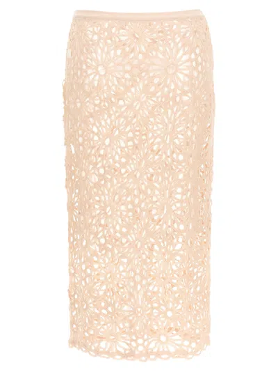 Norma Kamali Crochet Skirts Pink In Neutral