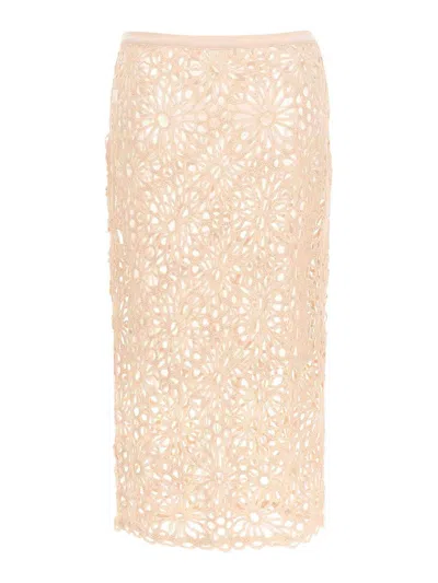 Norma Kamali Crochet Skirts Pink In Neutral