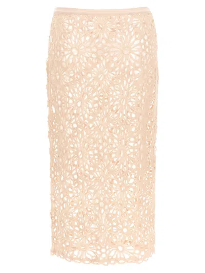 Norma Kamali Crochet Skirts Pink In Neutral