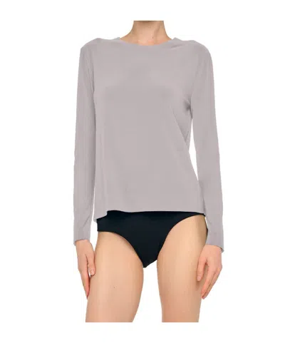 Norma Kamali Cropped Long Sleeve T In Gray