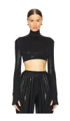 Norma Kamali Cropped Slim Fit Long Sleeve Turtle Top In Black