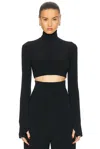 NORMA KAMALI CROPPED SLIM FIT LONGSLEEVE TURTLENECK TOP