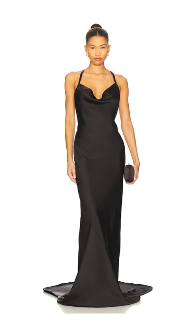 Norma Kamali Cross Back Bias Gown In Black