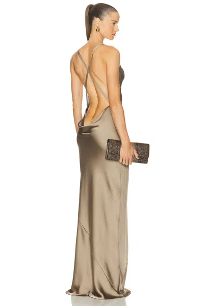 Norma Kamali Cross Back Bias Gown In Green