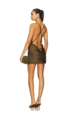 Norma Kamali Cross Back Bias Mini Dress In Brown