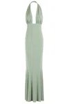 Norma Kamali Cross Halter Fishtail Gown