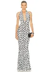 Norma Kamali Cross Halter Fishtail Gown