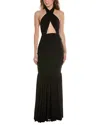 Norma Kamali Cross Halter Side Drape Gown In Black
