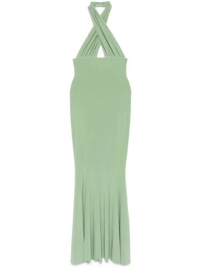 NORMA KAMALI NORMA KAMALI CROSS HALTER FISHTAIL GOWN DRESS