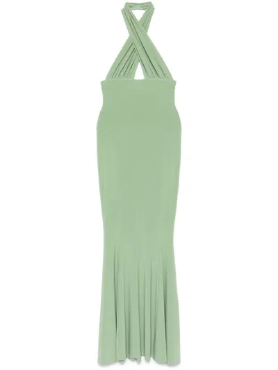 NORMA KAMALI CROSS-HALTER FISHTAIL GOWN