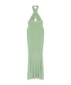 Norma Kamali Cross Halter Fishtail Gown In Green