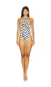 Norma Kamali Crossover Halter One Piece Swimsuit