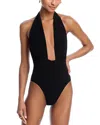 Norma Kamali Halter Low-back Solid One-piece Swimsuit In Black