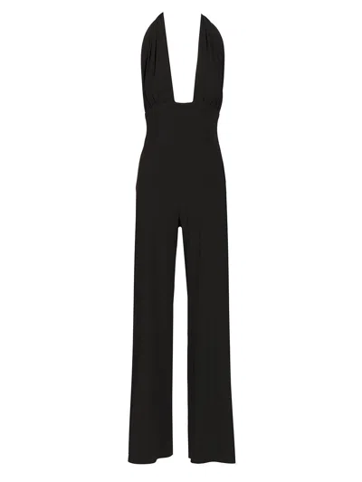 Norma Kamali Cross Halter Straight Leg Jumpsuit
