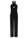 Norma Kamali Cross Halter Straight Leg Jumpsuit