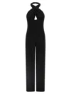 Norma Kamali Cross Halter Straight Leg Jumpsuit