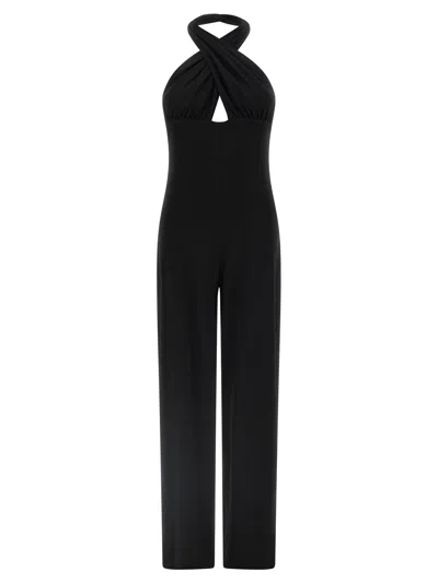 Norma Kamali Cross Halter Straight Leg Jumpsuit