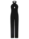 Norma Kamali Cross Halter Straight Leg Jumpsuit In Black