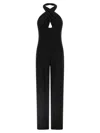 Norma Kamali Cross Halter Straight Leg Jumpsuit In Black