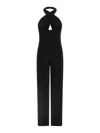 Norma Kamali Cross Halter Straight Leg Jumpsuit In Black