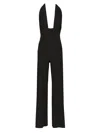 Norma Kamali Cross Halter Straight Leg Jumpsuit Jewelry Black