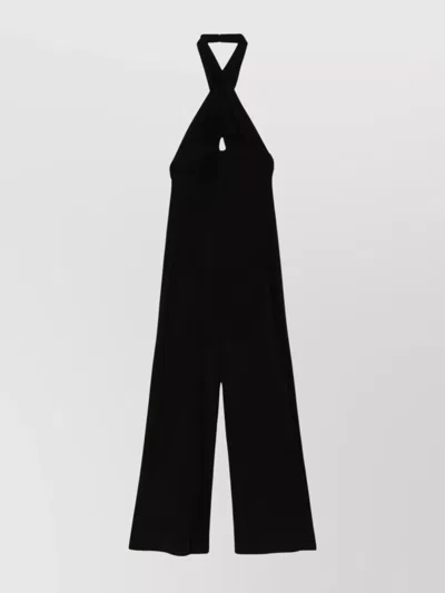 Norma Kamali Cross Halter Wide Leg Jumpsuit In Multi