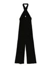 Norma Kamali Cross Halter Straight Leg Jumpsuit In Black