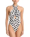Norma Kamali Crossover Halter One Piece Swimsuit In White