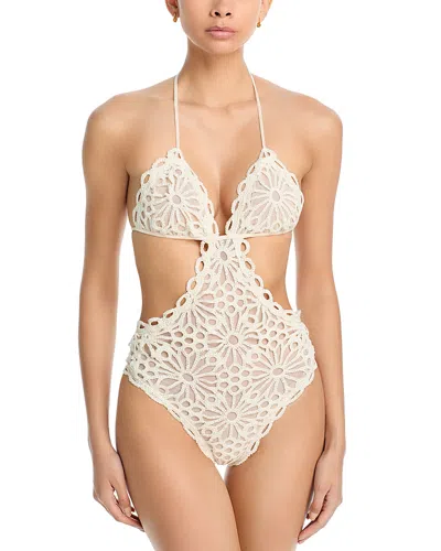 Norma Kamali Cut Out String One Piece Swimsuit In White