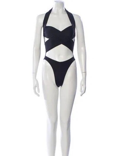 Pre-owned Norma Kamali Cutout Accent One-piece In Blue