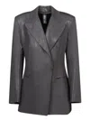 Norma Kamali Dark Grey Faux Leather Jacket In Grey