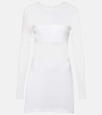 Norma Kamali Dash Dash Semi-sheer Mesh Minidress In Snow White/snow White