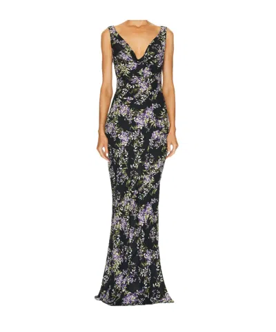 Norma Kamali Floral-print Cowl-neck Dress In Multi
