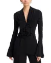 Norma Kamali Deep V Ruffle Bodysuit
