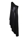Norma Kamali One Shoulder Diagonal Tunic In Metallic Black In Black