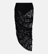 Norma Kamali Diana Asymmetric Lace Midi Skirt In Black