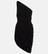 Norma Kamali Diana Asymmetrical Ruched Minidress In Black