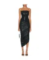 Norma Kamali Diana Strapless Ruched Stretch Jersey Midi Dress In Black