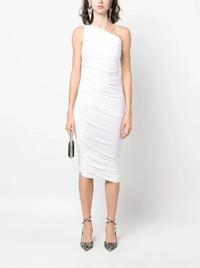 Norma Kamali Diana Dress Women's White Ruched One Shoulder Bodycon Gbo1323