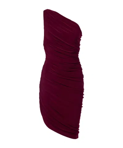 Norma Kamali Diana Gathered Asymmetric Minidress In Burgundy