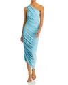 Norma Kamali Diana One-shoulder Ruched Stretch-jersey Midi Dress In Powder Blue