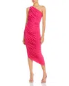 Norma Kamali Diana Ruched One-shoulder Gown In Rose