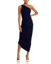 Norma Kamali Diana Ruched One-shoulder Maxi Dress In True Navy