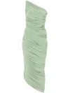 Norma Kamali Diana One-shoulder Ruched Jersey Midi Dress In Green