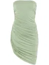Norma Kamali Diana Strapless Draped Stretch-jersey Mini Dress In Green