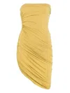 Norma Kamali Diana Strapless Asymmetric Ruched Stretch-jersey Mini Dress In Grün