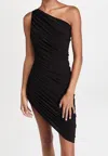 Norma Kamali Black One-shoulder Dress With Asymmetric Neckline And All-over Ruches In Black