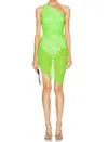 Norma Kamali Diana Mini Dress In Neon Green In Multi