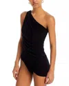 Norma Kamali Diana Mio Asymetrical One Piece Swimsuit In Black In Black